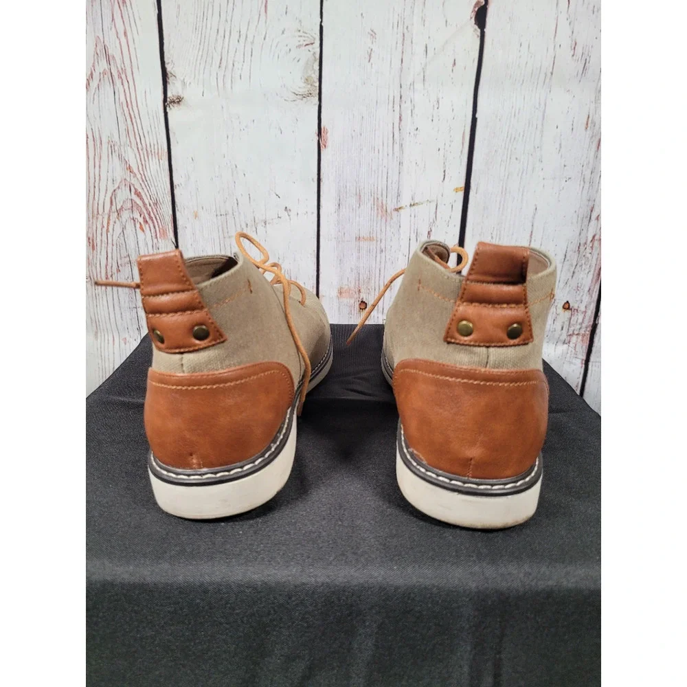 London Fog Brown Canvas & Leather Derby Casual Shoes Size 12‎